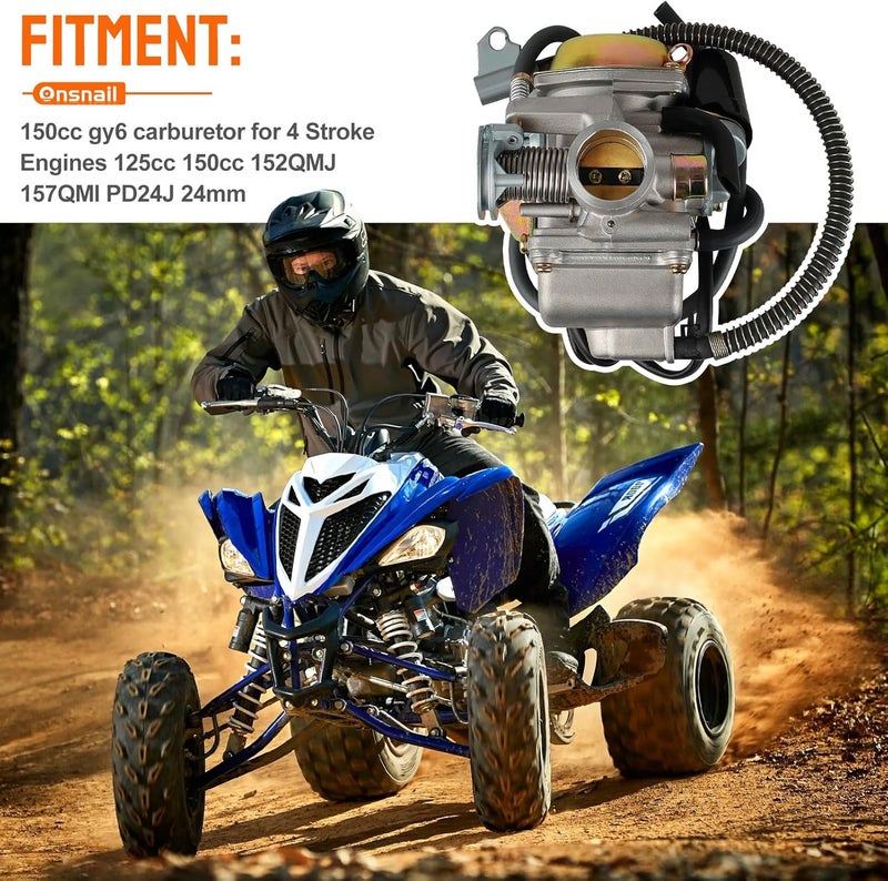Onsnail 150cc gy6 carburetor PD24J for 4 Stroke Engines 125cc 150cc 152QMJ 157QMI 24mm for Motorcycle Scooter ATV Go Kart with Electric Choke Intake Manifold - Image 4
